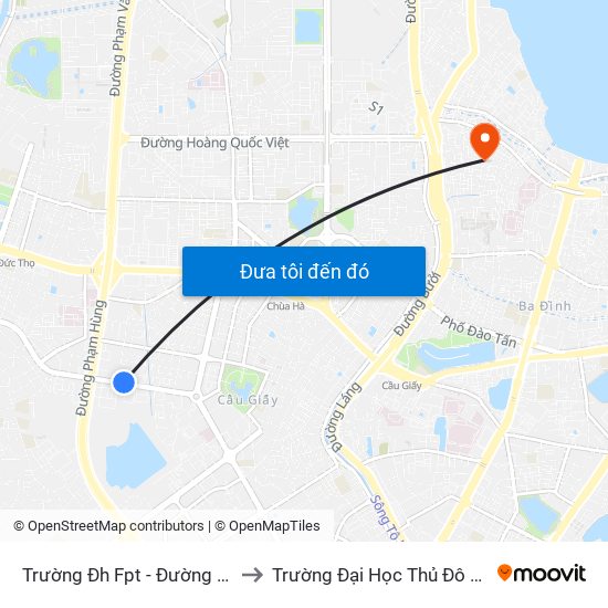 Trường Đh Fpt - Đường Tôn Thất Thuyết to Trường Đại Học Thủ Đô Hà Nội (Cơ Sở 3) map