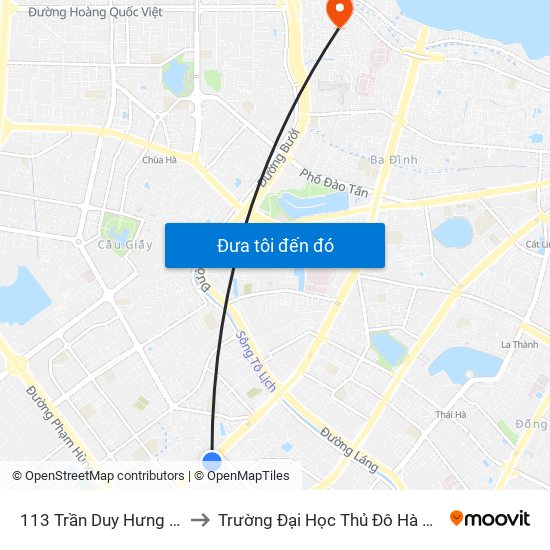 113 Trần Duy Hưng - Bộ Khcn to Trường Đại Học Thủ Đô Hà Nội (Cơ Sở 3) map