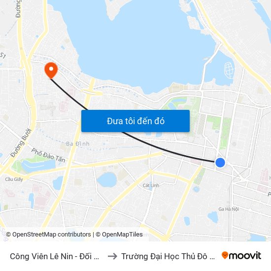 Công Viên Lê Nin - Đối Diện 35 Trần Phú to Trường Đại Học Thủ Đô Hà Nội (Cơ Sở 3) map