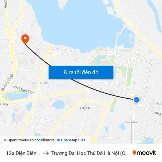 12a Điện Biên Phủ to Trường Đại Học Thủ Đô Hà Nội (Cơ Sở 3) map