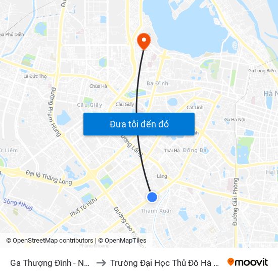 Ga Thượng Đình - Nguyễn Trãi to Trường Đại Học Thủ Đô Hà Nội (Cơ Sở 3) map