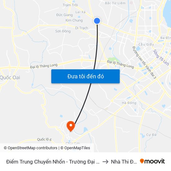 Điểm Trung Chuyển Nhổn - Trường Đại Học Công Nghiệp Hà Nội - Đường 32 to Nhà Thi Đấu Đa Năng map