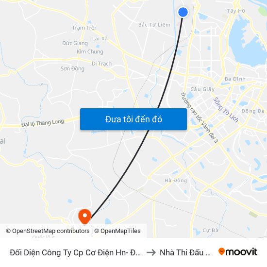 Đối Diện Công Ty Cp Cơ Điện Hn- Đường Đức Thắng to Nhà Thi Đấu Đa Năng map