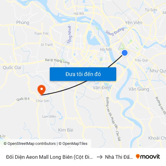 Đối Diện Aeon Mall Long Biên (Cột Điện T4a/2a-B Đường Cổ Linh) to Nhà Thi Đấu Đa Năng map