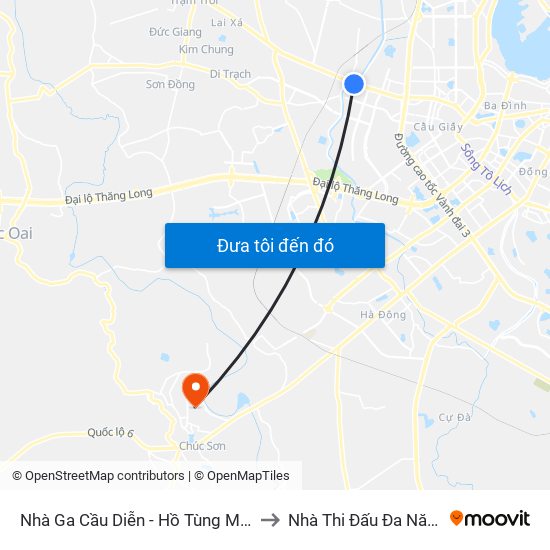 Nhà Ga Cầu Diễn - Hồ Tùng Mậu to Nhà Thi Đấu Đa Năng map