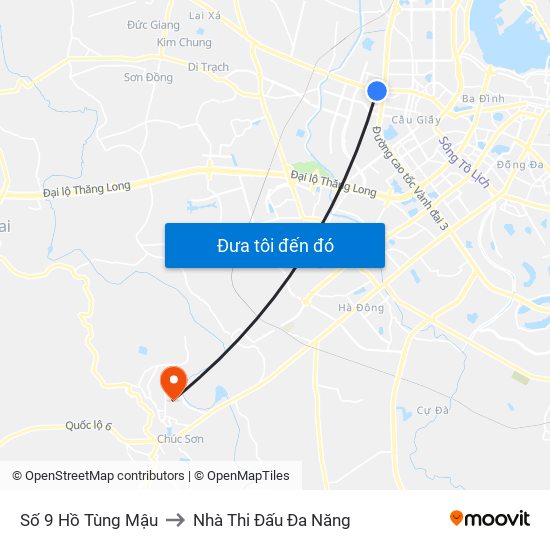 Số 9 Hồ Tùng Mậu to Nhà Thi Đấu Đa Năng map