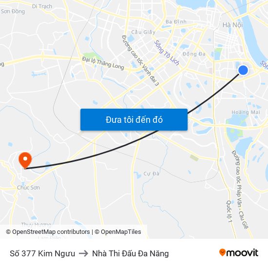 Số 377 Kim Ngưu to Nhà Thi Đấu Đa Năng map