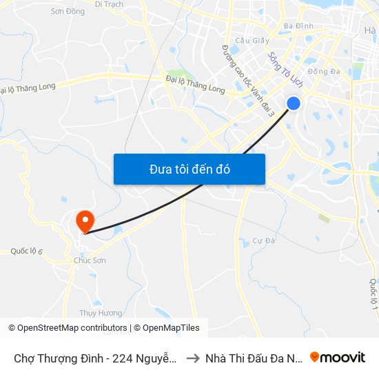 Chợ Thượng Đình - 224 Nguyễn Trãi to Nhà Thi Đấu Đa Năng map