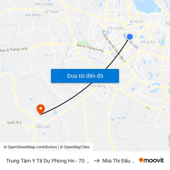 Trung Tâm Y Tế Dự Phòng Hn - 70 Nguyễn Chí Thanh to Nhà Thi Đấu Đa Năng map