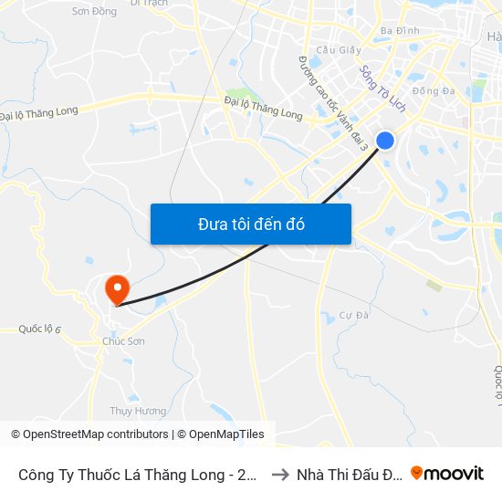Công Ty Thuốc Lá Thăng Long - 235 Nguyễn Trãi to Nhà Thi Đấu Đa Năng map