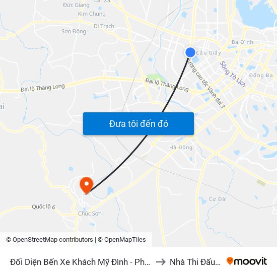 Đối Diện Bến Xe Khách Mỹ Đình - Phạm Hùng (Cột Trước) to Nhà Thi Đấu Đa Năng map