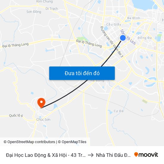 Đại Học Lao Động & Xã Hội - 43 Trần Duy Hưng to Nhà Thi Đấu Đa Năng map