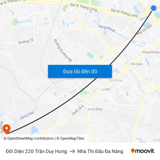 Đối Diện 220 Trần Duy Hưng to Nhà Thi Đấu Đa Năng map