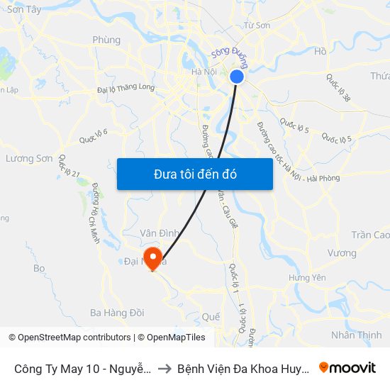 Công Ty May 10 - Nguyễn Văn Linh to Bệnh Viện Đa Khoa Huyện Mỹ Đức map
