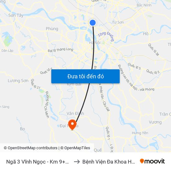 Ngã 3 Vĩnh Ngọc - Km 9+230 Quốc Lộ 3 to Bệnh Viện Đa Khoa Huyện Mỹ Đức map