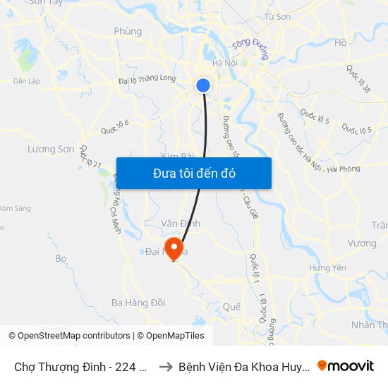 Chợ Thượng Đình - 224 Nguyễn Trãi to Bệnh Viện Đa Khoa Huyện Mỹ Đức map