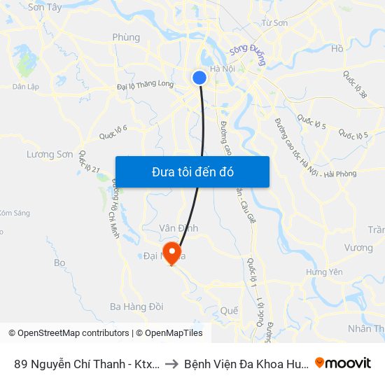 89 Nguyễn Chí Thanh - Ktx Đại Học Luật to Bệnh Viện Đa Khoa Huyện Mỹ Đức map