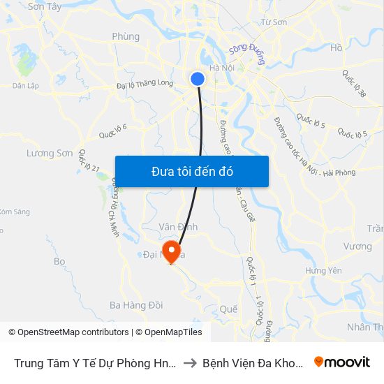 Trung Tâm Y Tế Dự Phòng Hn - 70 Nguyễn Chí Thanh to Bệnh Viện Đa Khoa Huyện Mỹ Đức map