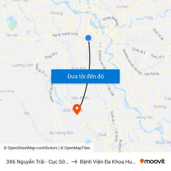 386 Nguyễn Trãi - Cục Sở Hữu Trí Tuệ to Bệnh Viện Đa Khoa Huyện Mỹ Đức map