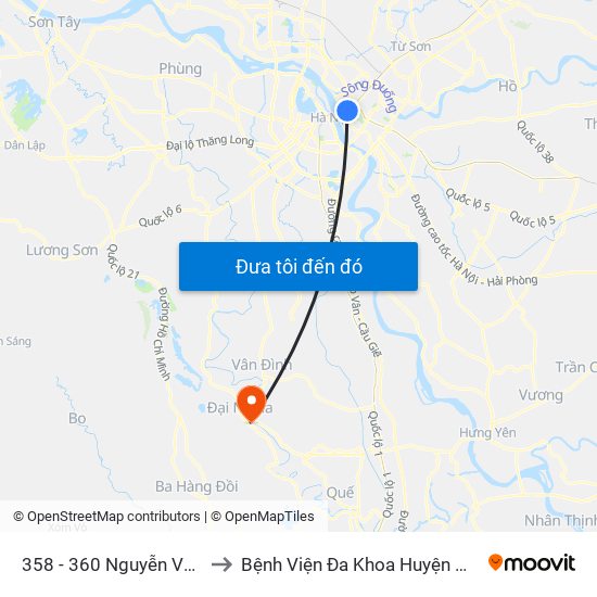 358 - 360 Nguyễn Văn Cừ to Bệnh Viện Đa Khoa Huyện Mỹ Đức map