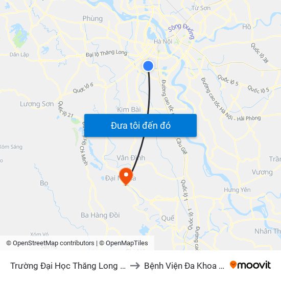 Trường Đại Học Thăng Long - Nghiêm Xuân Yêm to Bệnh Viện Đa Khoa Huyện Mỹ Đức map