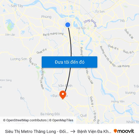 Siêu Thị Metro Thăng Long - Đối Diện Ngõ 599 Phạm Văn Đồng to Bệnh Viện Đa Khoa Huyện Mỹ Đức map