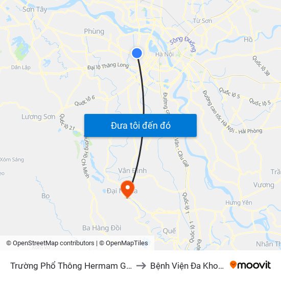 Trường Phổ Thông Hermam Gmeiner - Phạm Văn Đồng to Bệnh Viện Đa Khoa Huyện Mỹ Đức map