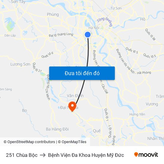 251 Chùa Bộc to Bệnh Viện Đa Khoa Huyện Mỹ Đức map