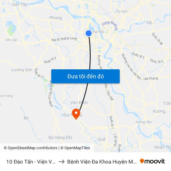 10 Đào Tấn - Viện Vật Lý to Bệnh Viện Đa Khoa Huyện Mỹ Đức map