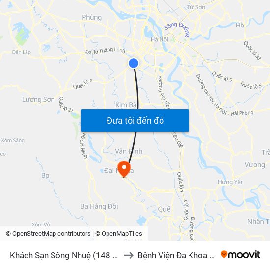 Khách Sạn Sông Nhuệ (148 Trần Phú- Hà Đông) to Bệnh Viện Đa Khoa Huyện Mỹ Đức map