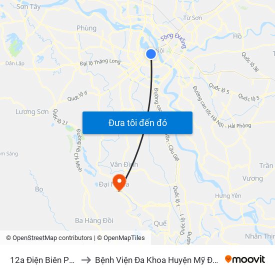 12a Điện Biên Phủ to Bệnh Viện Đa Khoa Huyện Mỹ Đức map