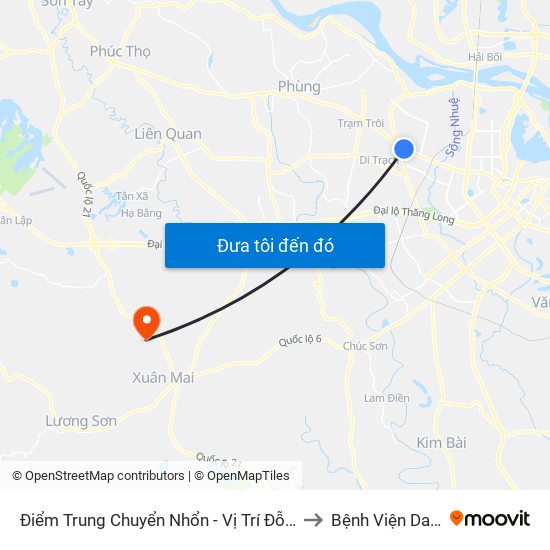 Điểm Trung Chuyển Nhổn - Vị Trí Đỗ Tuyến 20, 29, 32 (Chiều Sơn Tây - Hà Nội)- Đường 32 to Bệnh Viện Da Liễu Hà Nội (Cơ Sở 3) map