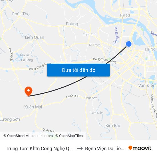 Trung Tâm Khtn Công Nghệ Quốc Gia - 18 Hoàng Quốc Việt to Bệnh Viện Da Liễu Hà Nội (Cơ Sở 3) map