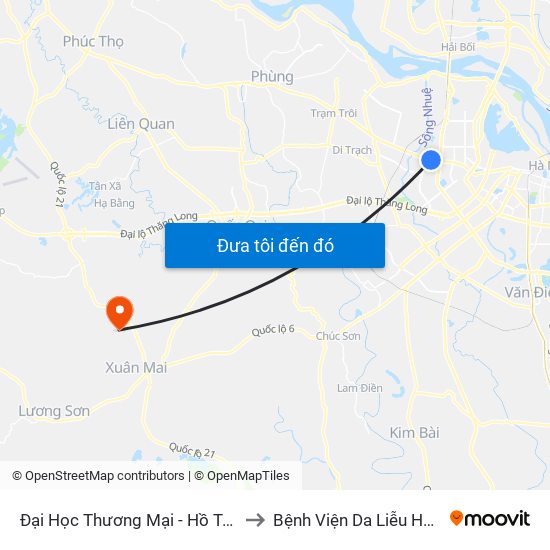 Đại Học Thương Mại - Hồ Tùng Mậu (Cột Sau) to Bệnh Viện Da Liễu Hà Nội (Cơ Sở 3) map