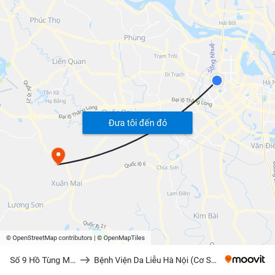 Số 9 Hồ Tùng Mậu to Bệnh Viện Da Liễu Hà Nội (Cơ Sở 3) map