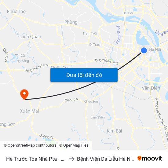 Hè Trước Tòa Nhà Pta - Số 1 Kim Mã to Bệnh Viện Da Liễu Hà Nội (Cơ Sở 3) map