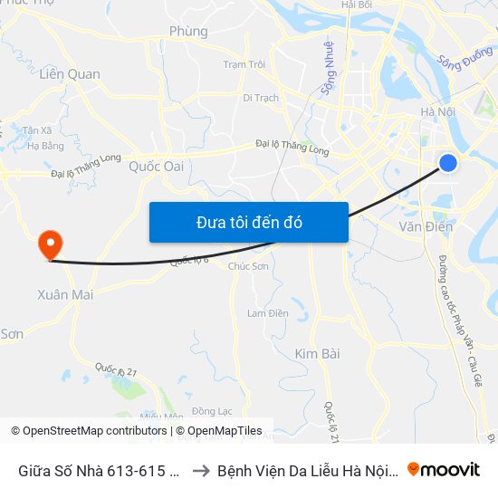 Giữa Số Nhà 613-615 Kim Ngưu to Bệnh Viện Da Liễu Hà Nội (Cơ Sở 3) map