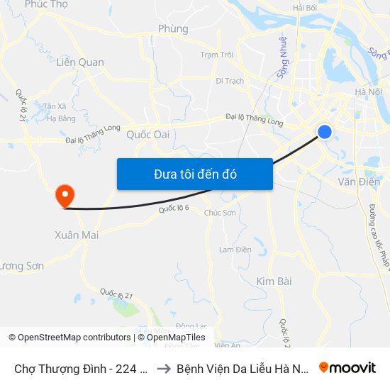 Chợ Thượng Đình - 224 Nguyễn Trãi to Bệnh Viện Da Liễu Hà Nội (Cơ Sở 3) map