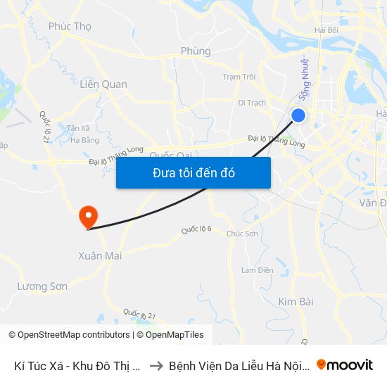 Kí Túc Xá - Khu Đô Thị Mỹ Đình II to Bệnh Viện Da Liễu Hà Nội (Cơ Sở 3) map