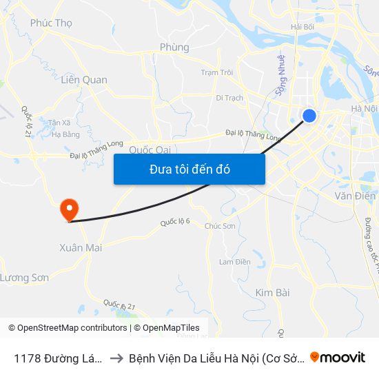 1178 Đường Láng to Bệnh Viện Da Liễu Hà Nội (Cơ Sở 3) map