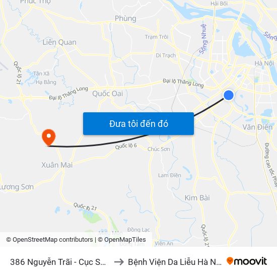 386 Nguyễn Trãi - Cục Sở Hữu Trí Tuệ to Bệnh Viện Da Liễu Hà Nội (Cơ Sở 3) map