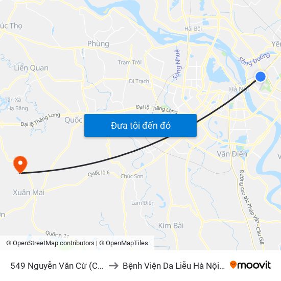 549 Nguyễn Văn Cừ (Cột Trước) to Bệnh Viện Da Liễu Hà Nội (Cơ Sở 3) map