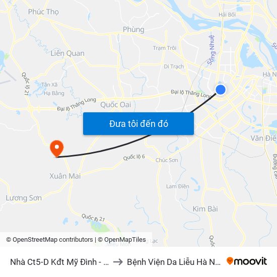 Nhà Ct5-D Kđt Mỹ Đình - Phạm Hùng to Bệnh Viện Da Liễu Hà Nội (Cơ Sở 3) map
