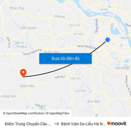 Điểm Trung Chuyển Cầu Giấy - Gtvt 02 to Bệnh Viện Da Liễu Hà Nội (Cơ Sở 3) map