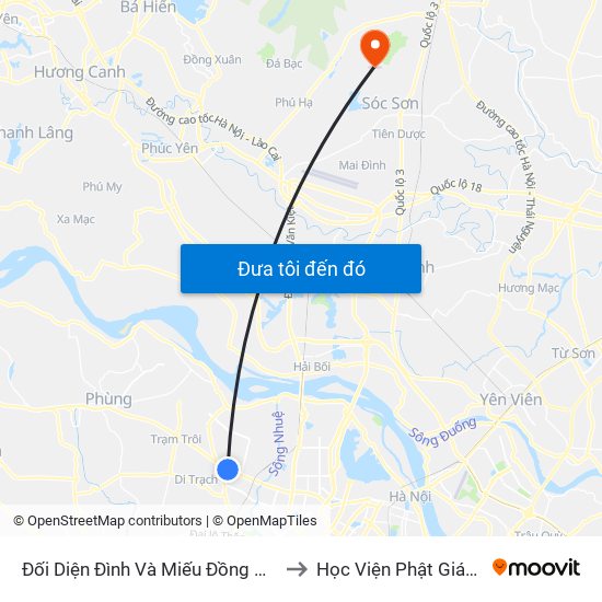 Đối Diện Đình Và Miếu Đồng Cổ (Thôn Nguyên Xá) - Đường 32 to Học Viện Phật Giáo Việt Nam Tại Hà Nội map