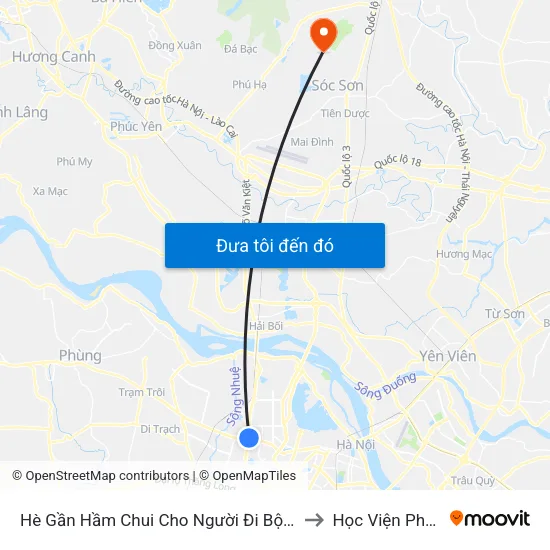 Hè Gần Hầm Chui Cho Người Đi Bộ Qua Đường Khu Vực Cầu Mai Dịch (Trước Cổng Trường Đhnn 70m) to Học Viện Phật Giáo Việt Nam Tại Hà Nội map