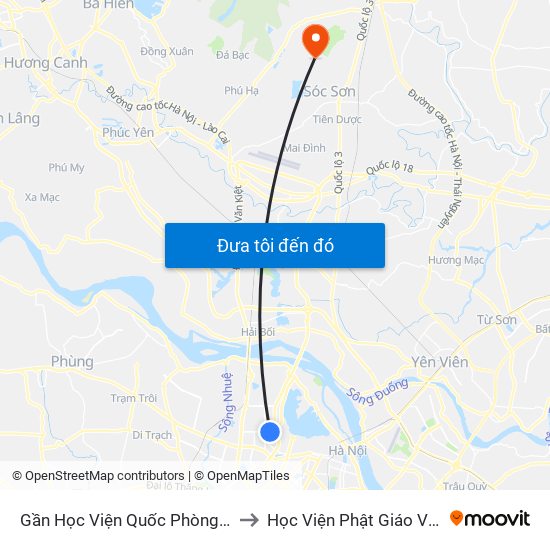 Gần Học Viện Quốc Phòng - 91 Hoàng Quốc Việt to Học Viện Phật Giáo Việt Nam Tại Hà Nội map
