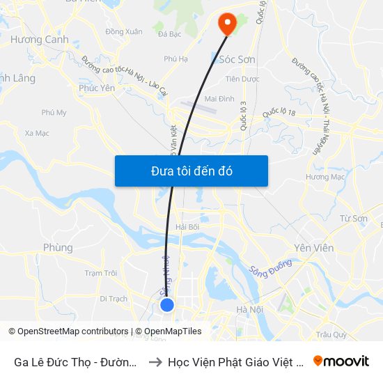 Ga Lê Đức Thọ - Đường Hồ Tùng Mậu to Học Viện Phật Giáo Việt Nam Tại Hà Nội map