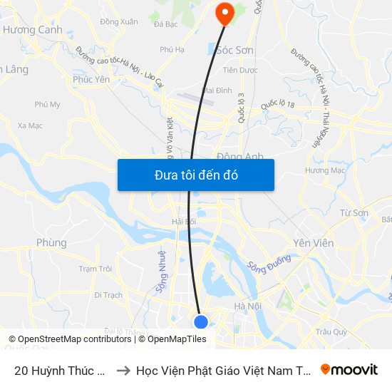 20 Huỳnh Thúc Kháng to Học Viện Phật Giáo Việt Nam Tại Hà Nội map