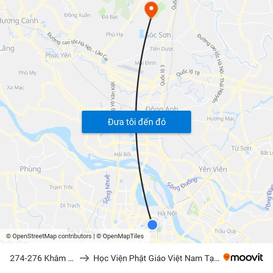 274-276 Khâm Thiên to Học Viện Phật Giáo Việt Nam Tại Hà Nội map